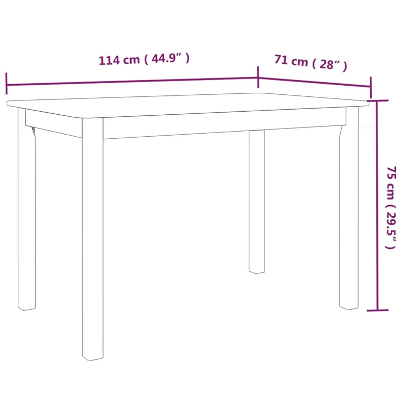 Table de salle à manger design moderne 114 x 71 x 75 cm bois d'hévéa et MDF blanc DEC036759