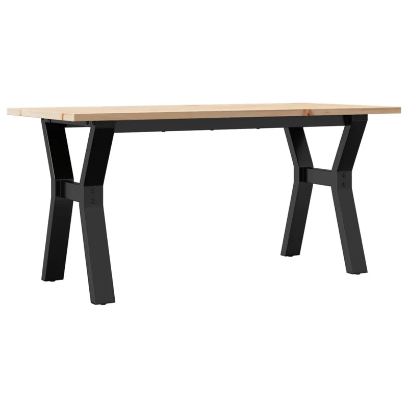 Table basse rectangulaire style industriel cadre en y 100 x 50 x 45 cm bois de pin et acier brun DEC036277