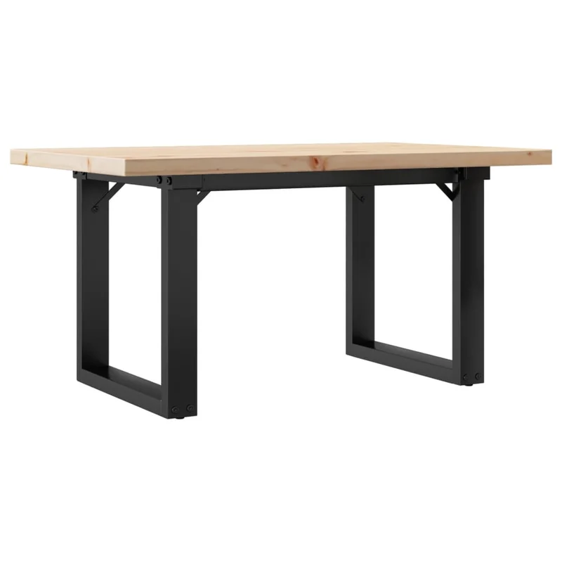 Table basse rectangulaire style industriel cadre en o 80 x 50 x 40,5cm bois de pin et acier brun DEC036248