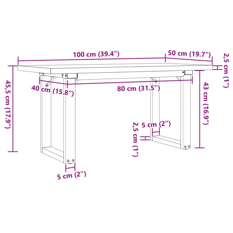 Table basse rectangulaire style industriel 100 x 50 x 45,5 cm bois de pin et acier DEC036234