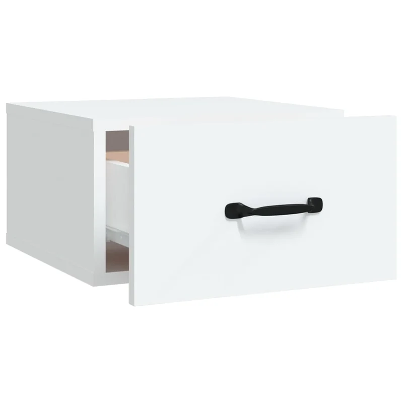 Table de chevet murale avec tiroir 35 x 35 x 20 cm bois d'ingénierie blanc DEC034223