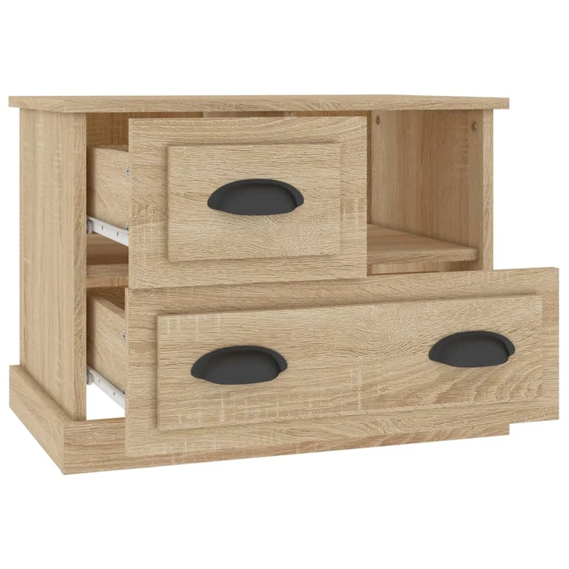Table de chevet avec compartiment et 2 tiroirs 60 x 39 x 45 cm bois d'ingénierie couleur chêne DEC033896