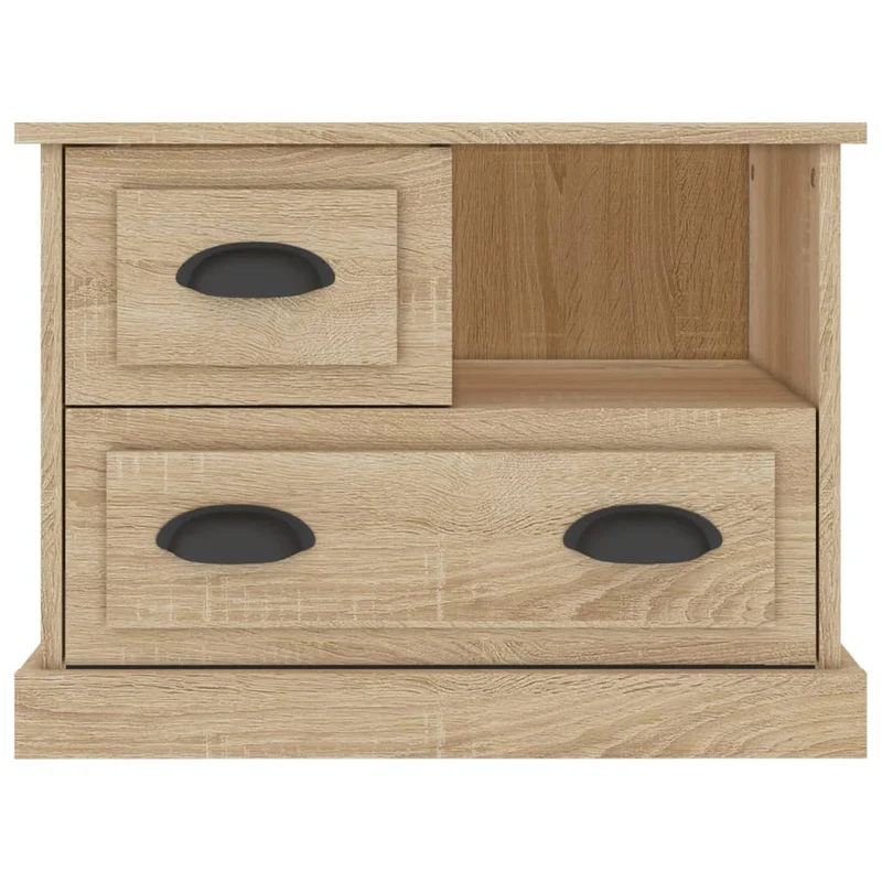 Table de chevet avec compartiment et 2 tiroirs 60 x 39 x 45 cm bois d'ingénierie couleur chêne DEC033896