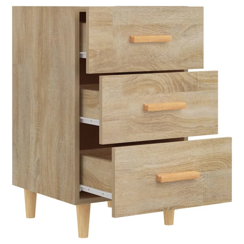 Table de chevet avec 3 tiroirs 40 x 40 x 66 cm bois d'ingénierie couleur chêne DEC033864