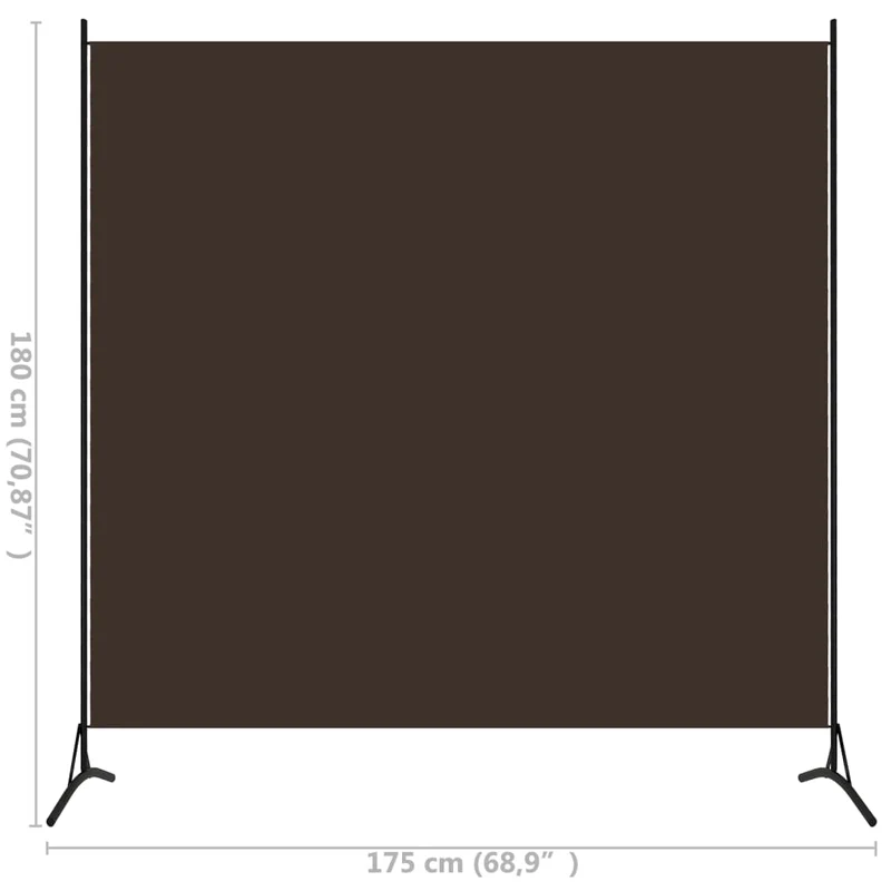 Paravent pliable en tissu marron – Cloison de séparation intérieure – 175 x 180 cm – Structure en fer DEC031151