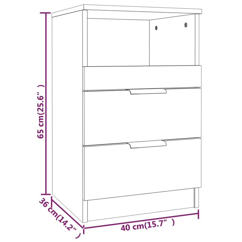 Lot de 2 tables de chevet avec deux tiroirs 40 x 36 x 65 cm en bois d'ingénierie gris DEC035752
