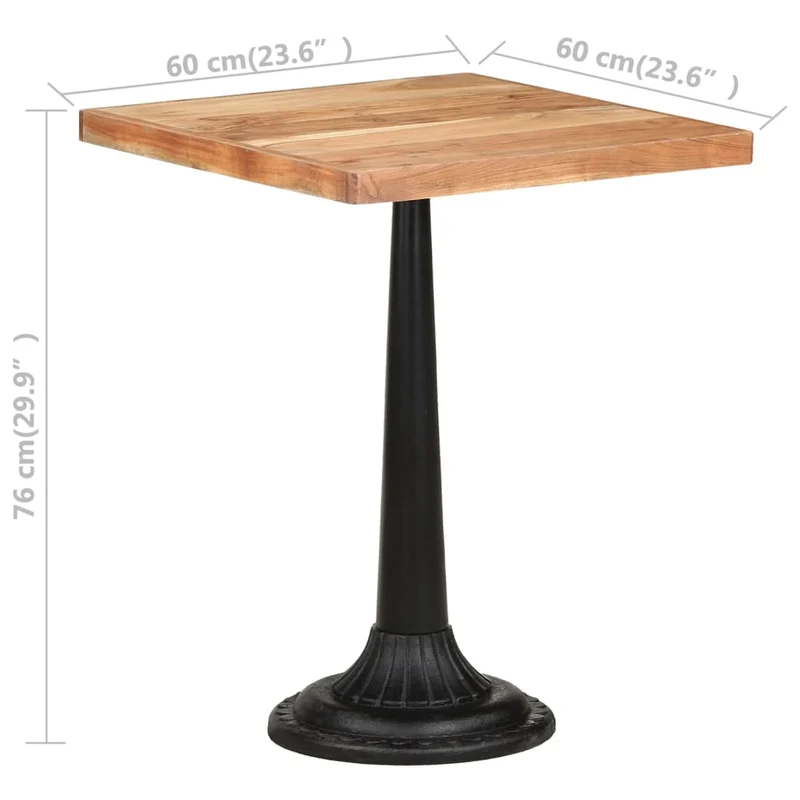 Table d'appoint auxiliaire table bistro 60 x 60 x 76 cm bois d'acacia massif et fonte DEC036528
