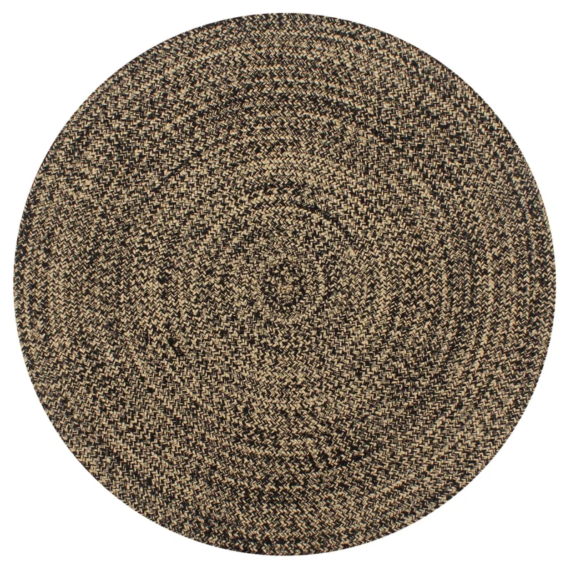 Tapis fait à la main Jute Noir et naturel 150 cm DEC023522