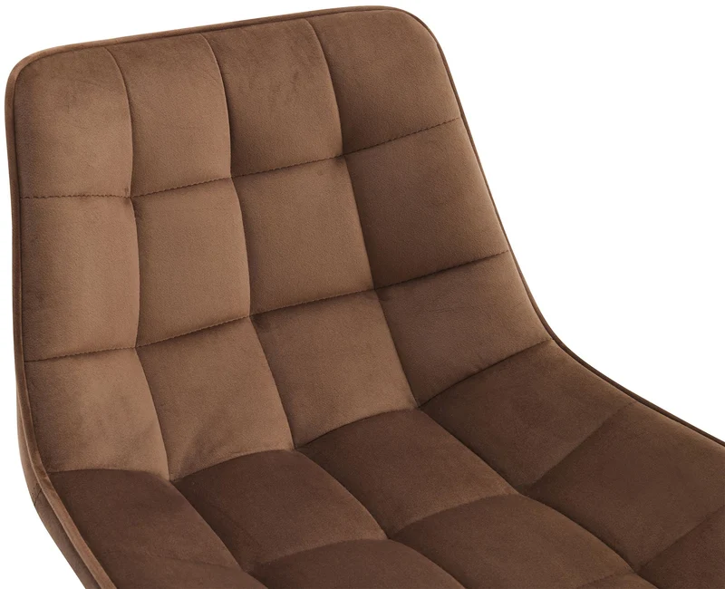 Lot de 2 tabourets de bar coutures décoratives carrées avec repose-pieds en velours marron quatre pieds en métal 10_0006761