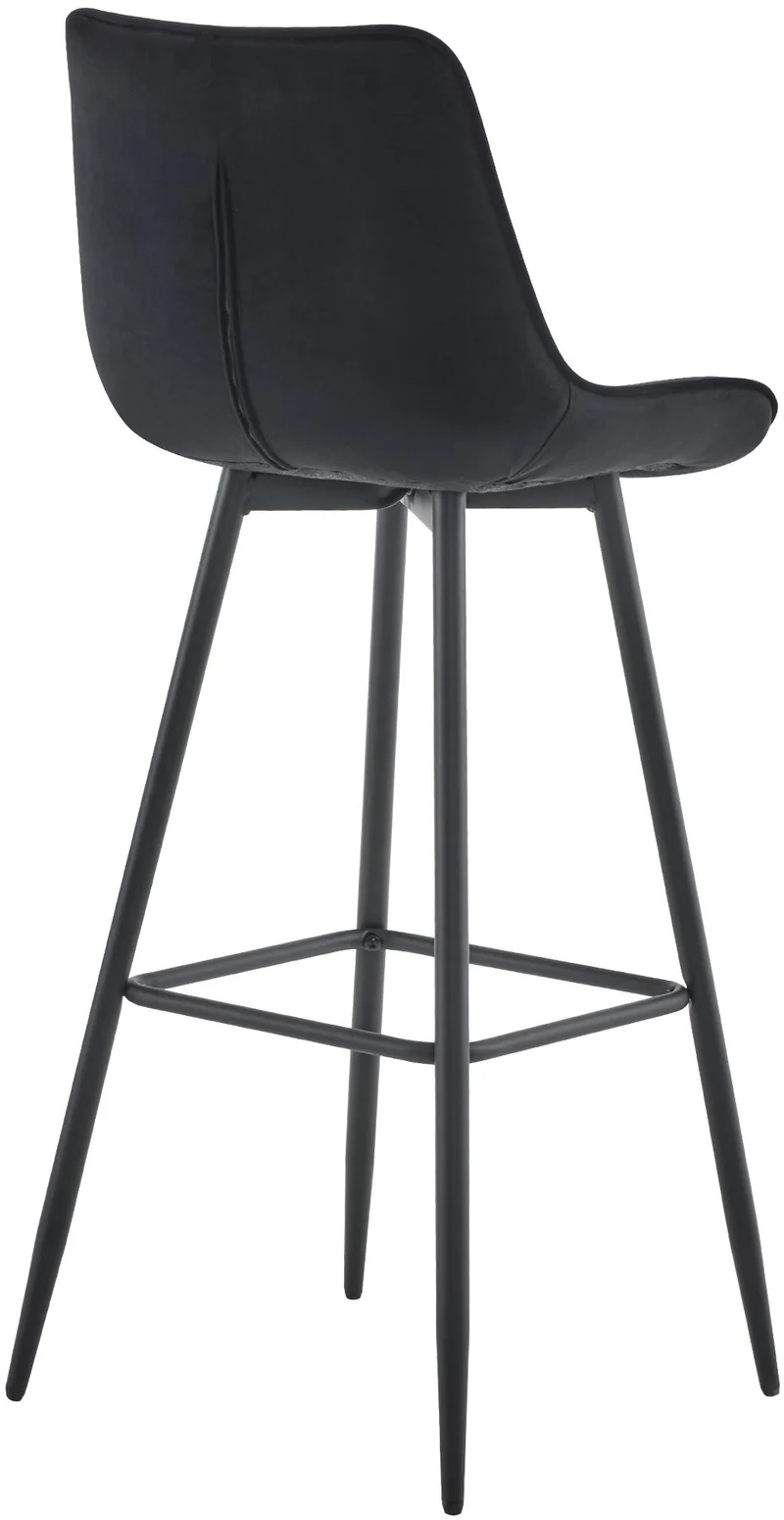 Lot de 2 tabourets de bar coutures décoratives carrées avec repose-pieds en velours noir quatre pieds en métal 10_0006537