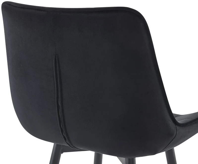 Lot de 2 tabourets de bar coutures décoratives carrées avec repose-pieds en velours noir quatre pieds en métal 10_0006537