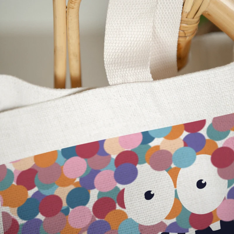 Tote bag Objets Anse en toile Monstre pompon