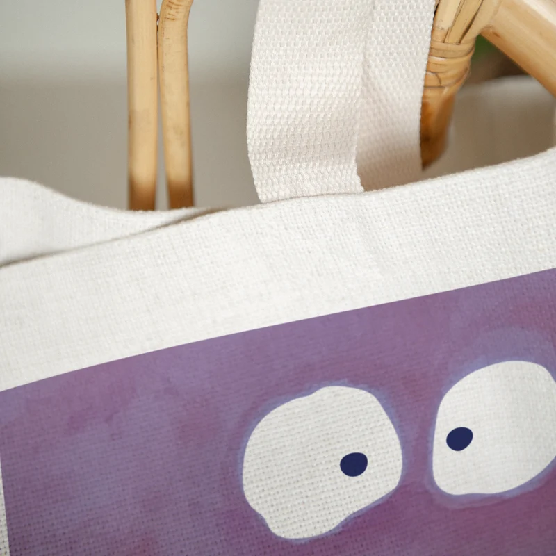 Tote bag Objets Anse en toile Monstre violet