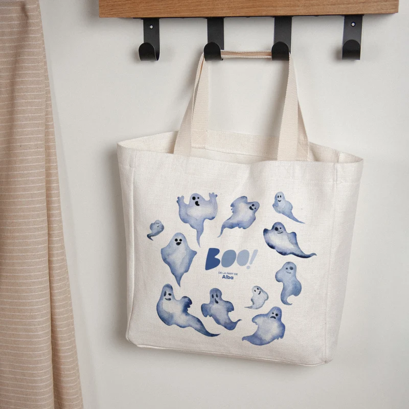 Tote bag Objets Anse en toile Fantôme bleu