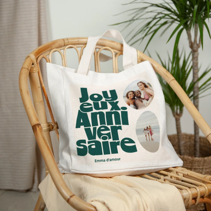 Tote bag Objets Anse en toile Anniversaire groovy