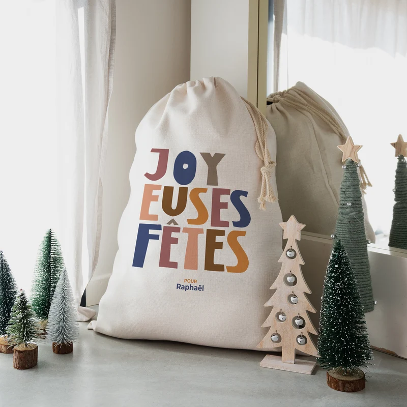Sac de rangement Grand format Joyeuses fêtes 6 couleurs