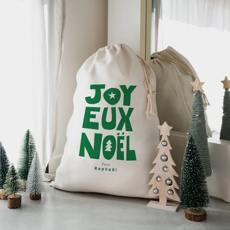 Sac de rangement Grand format Joyeux Noël Vert