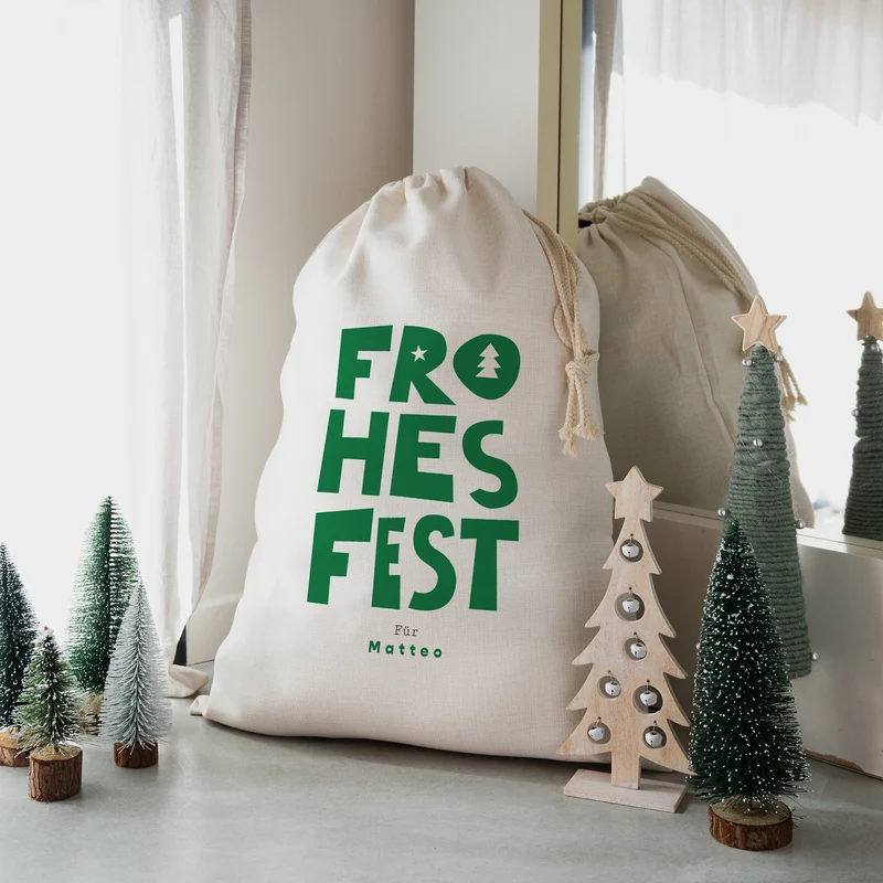 Sac de rangement Grand format Joyeux Noël Vert