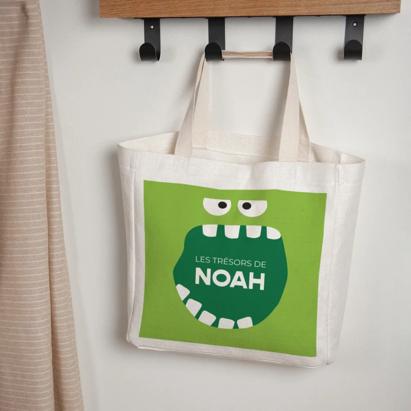 Tote bag Objets Anse en toile Monster vert