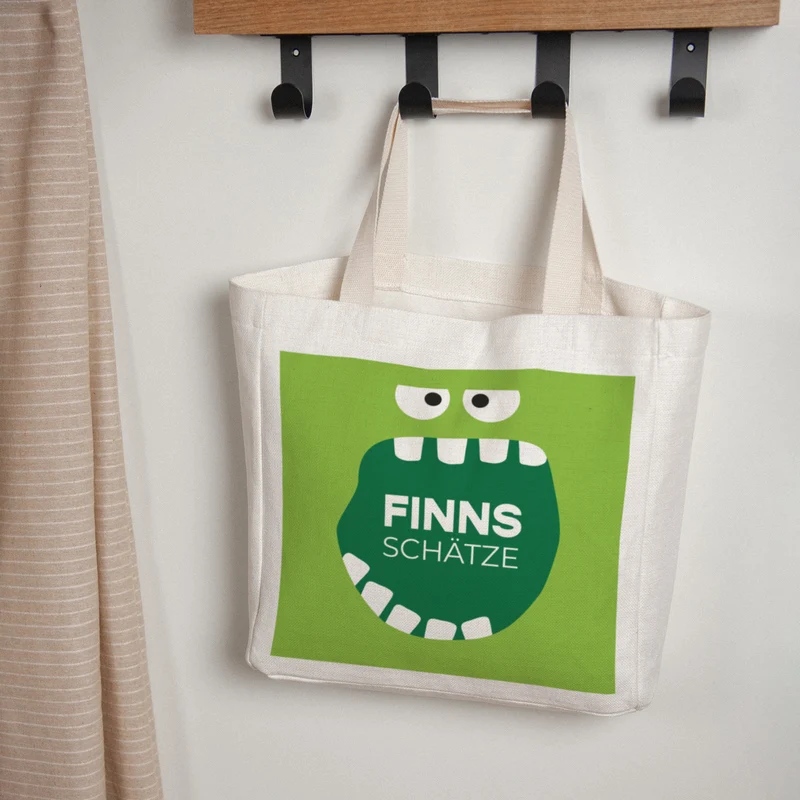 Tote bag Objets Anse en toile Monster vert