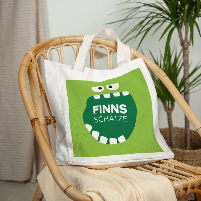 Tote bag Objets Anse en toile Monster vert