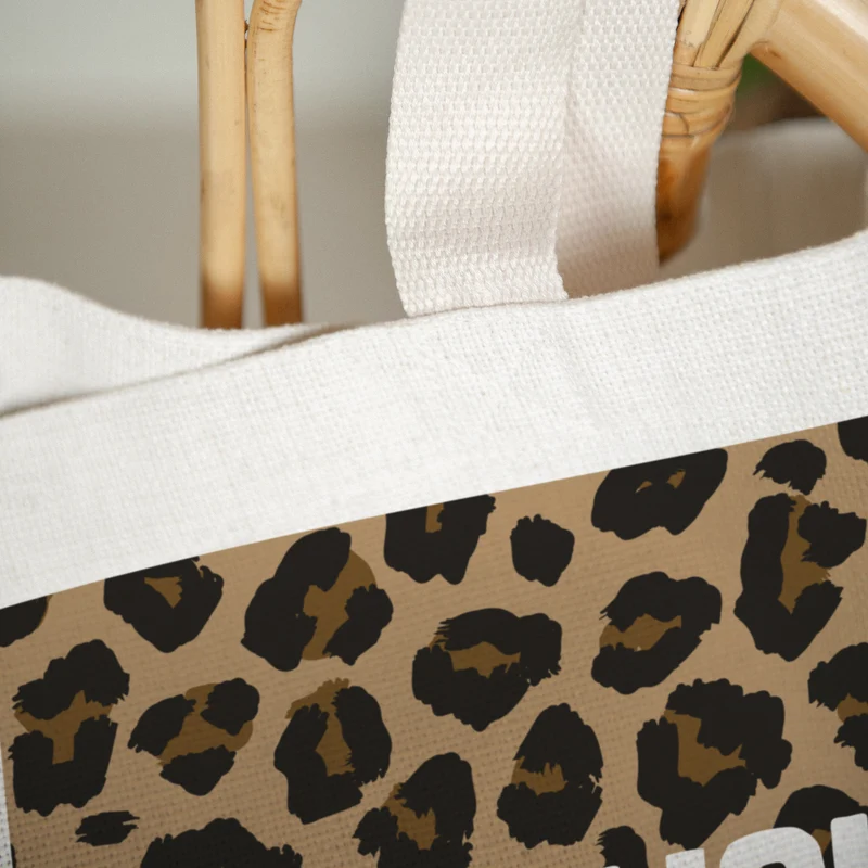Tote bag Objets Anse en toile Bonjour amour léopard