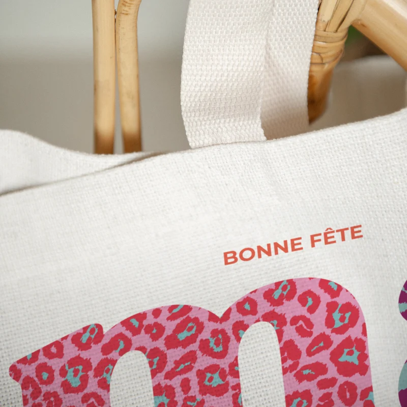 Tote bag Objets Anse en toile Leopard Mama