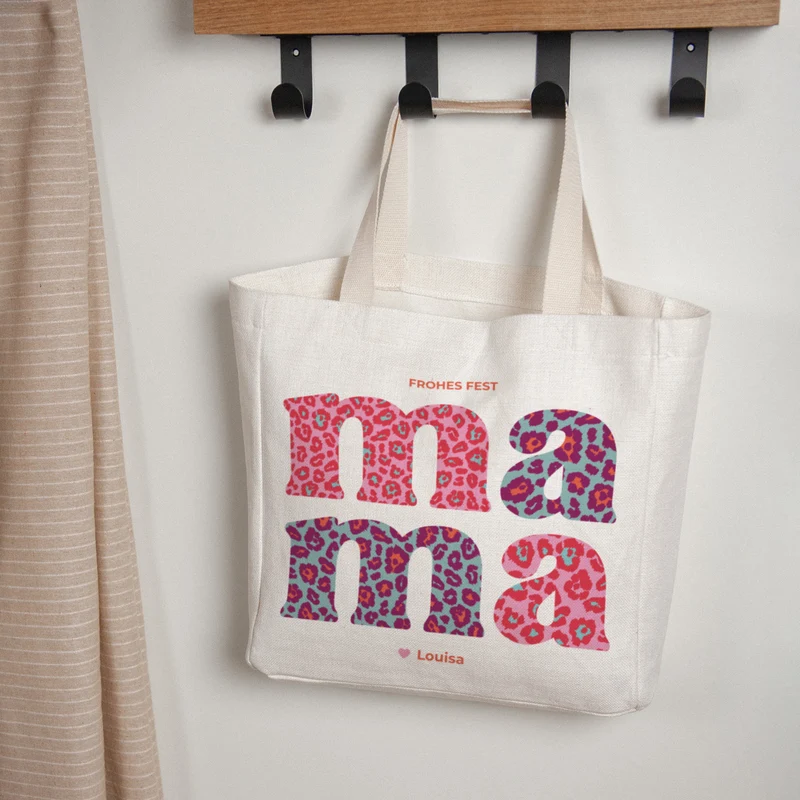 Tote bag Objets Anse en toile Leopard Mama