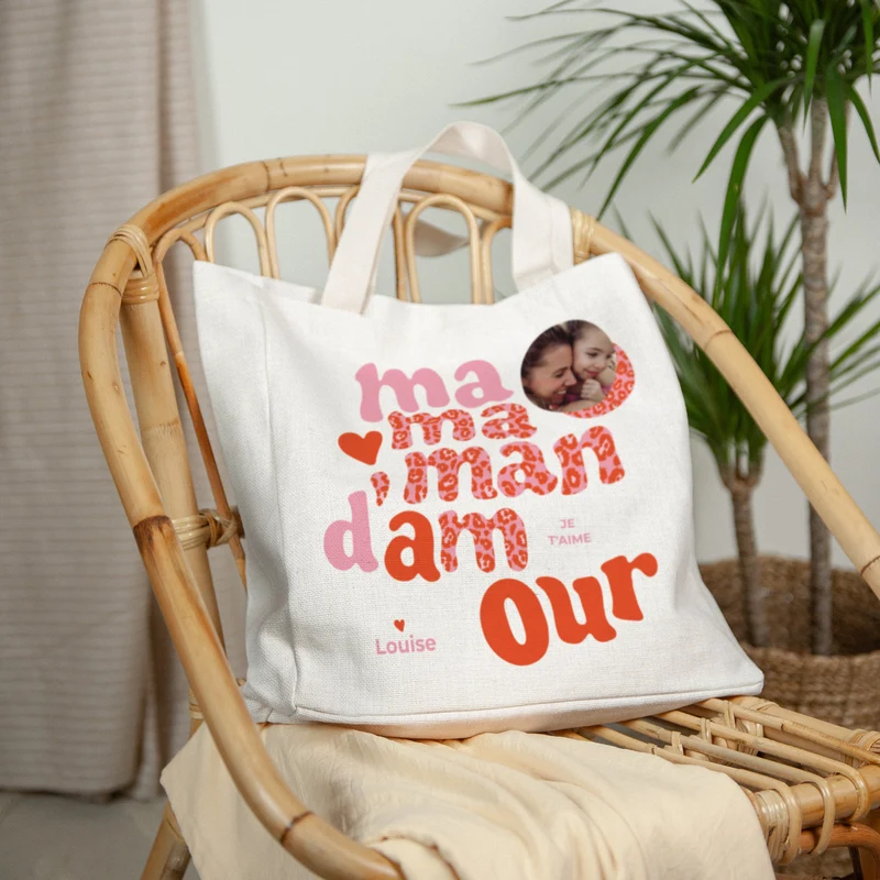 Tote bag Objets Anse en toile Maman Léopard II