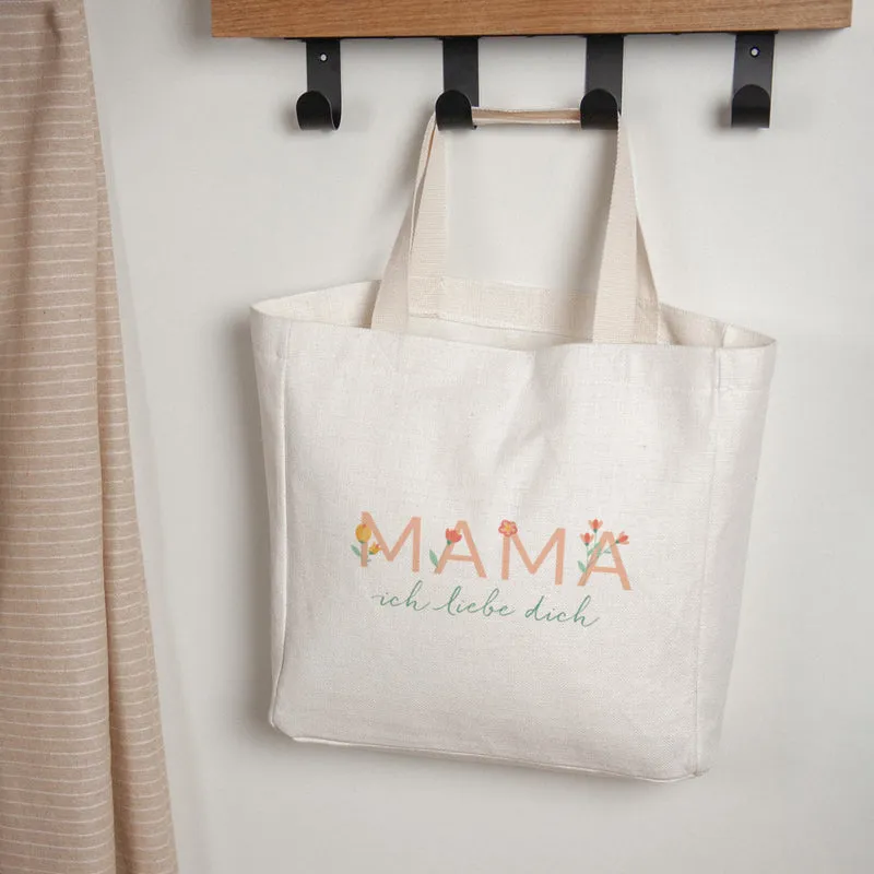 Tote bag Objets Anse en toile Maman d'amour fleurie