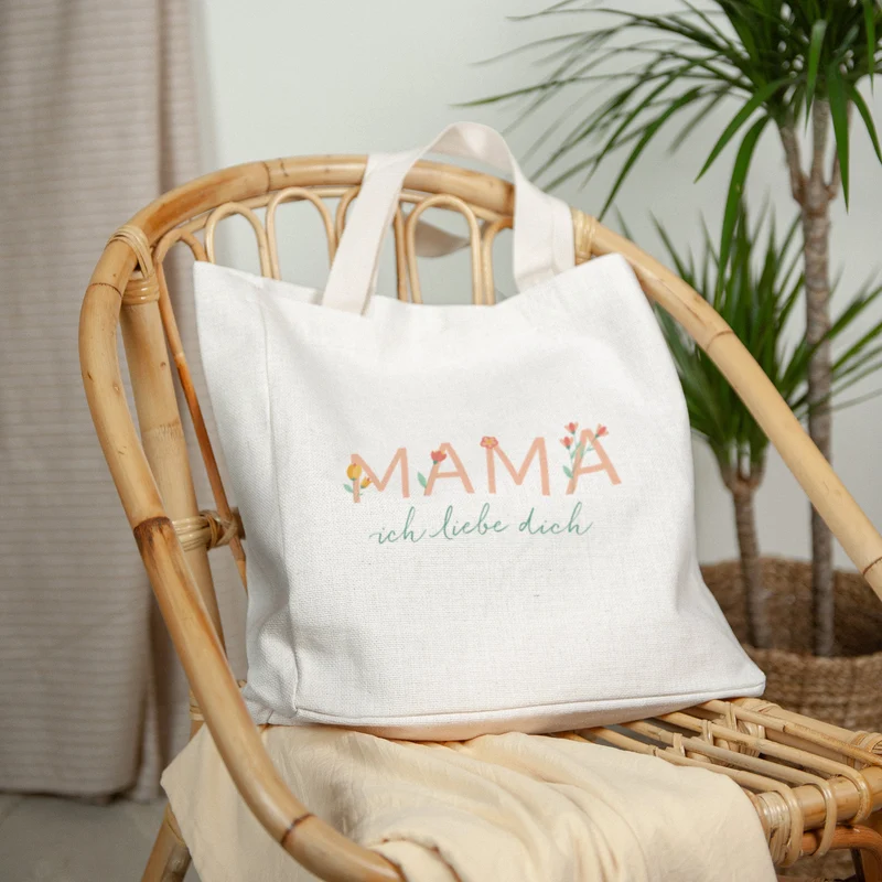 Tote bag Objets Anse en toile Maman d'amour fleurie