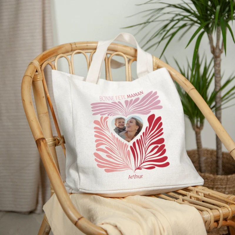 Tote bag Objets Anse en toile Pink foliage