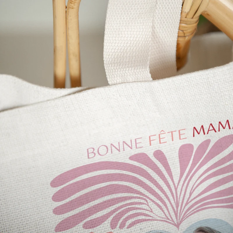 Tote bag Objets Anse en toile Pink foliage