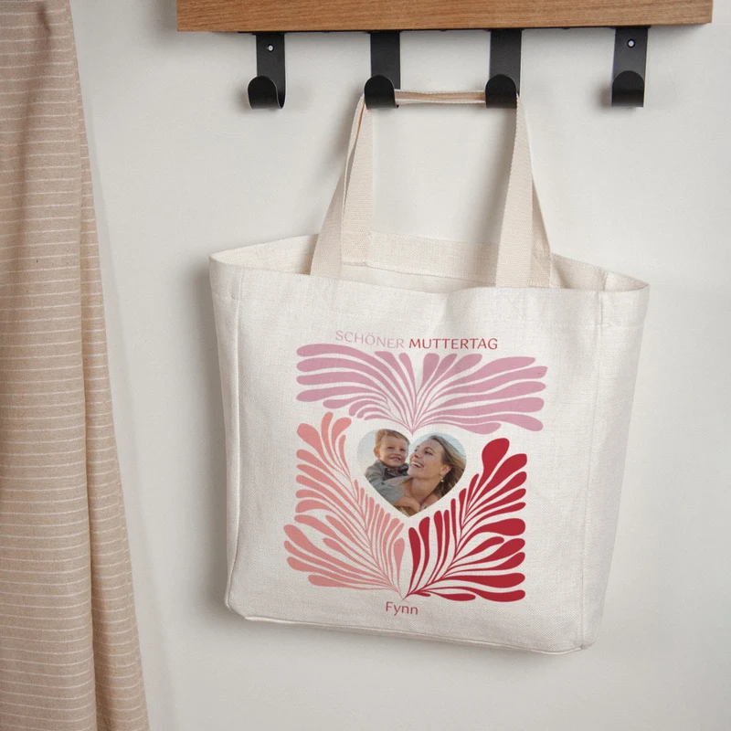 Tote bag Objets Anse en toile Pink foliage