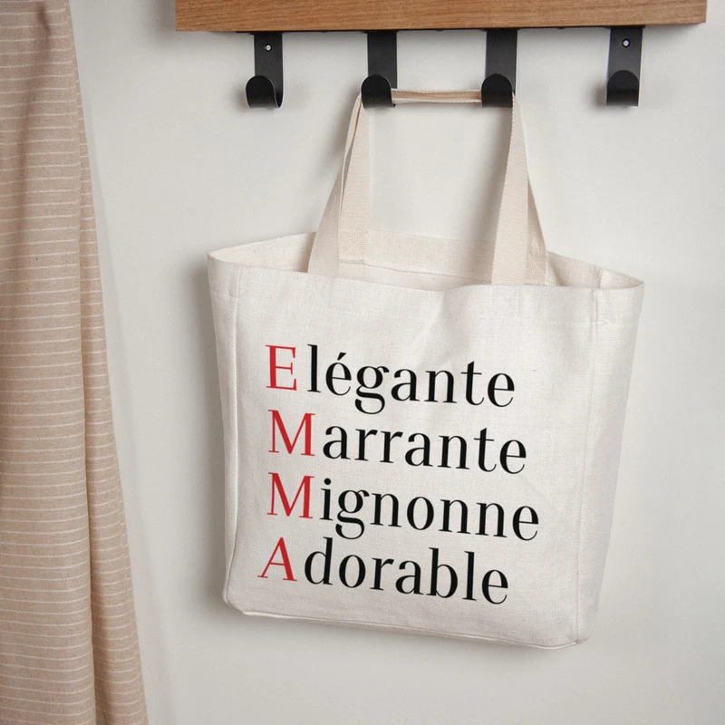 Tote bag Objets Anse en toile addicted to shopping