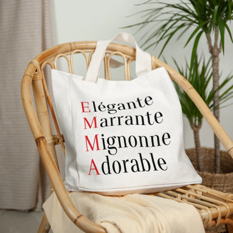 Tote bag Objets Anse en toile addicted to shopping