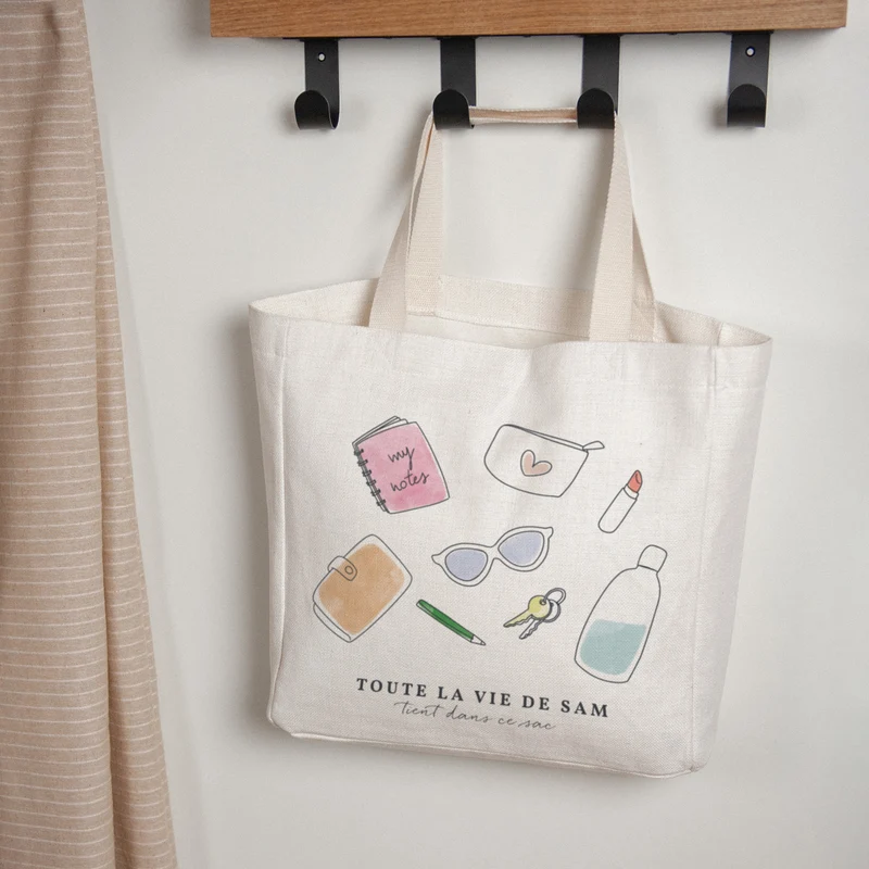 Tote bag Objets Anse en toile Toute ma vie