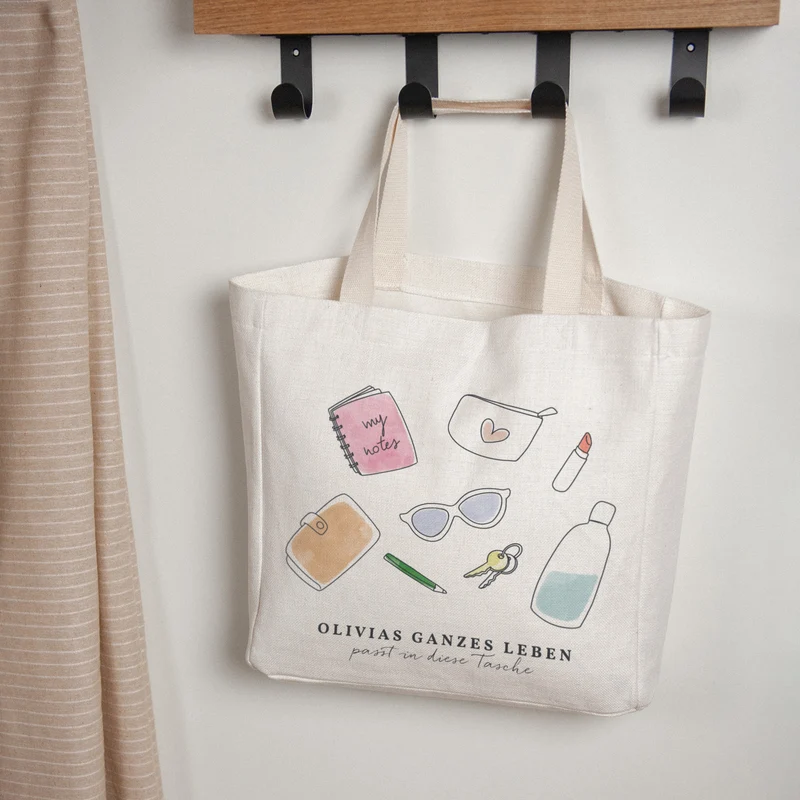 Tote bag Objets Anse en toile Toute ma vie