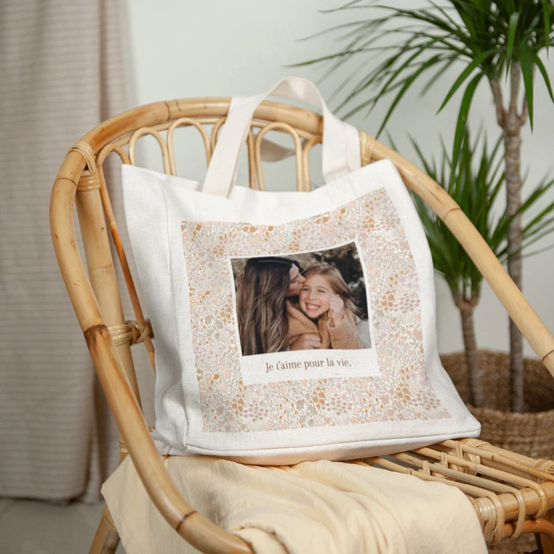 Tote bag Objets Anse en toile Liberty rose