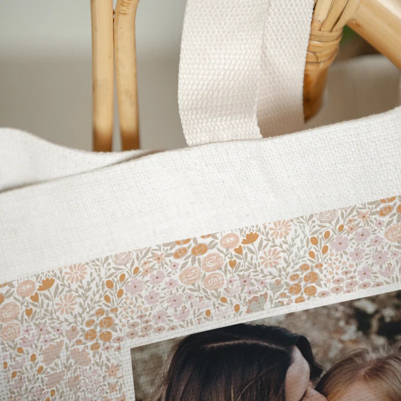 Tote bag Objets Anse en toile Liberty rose