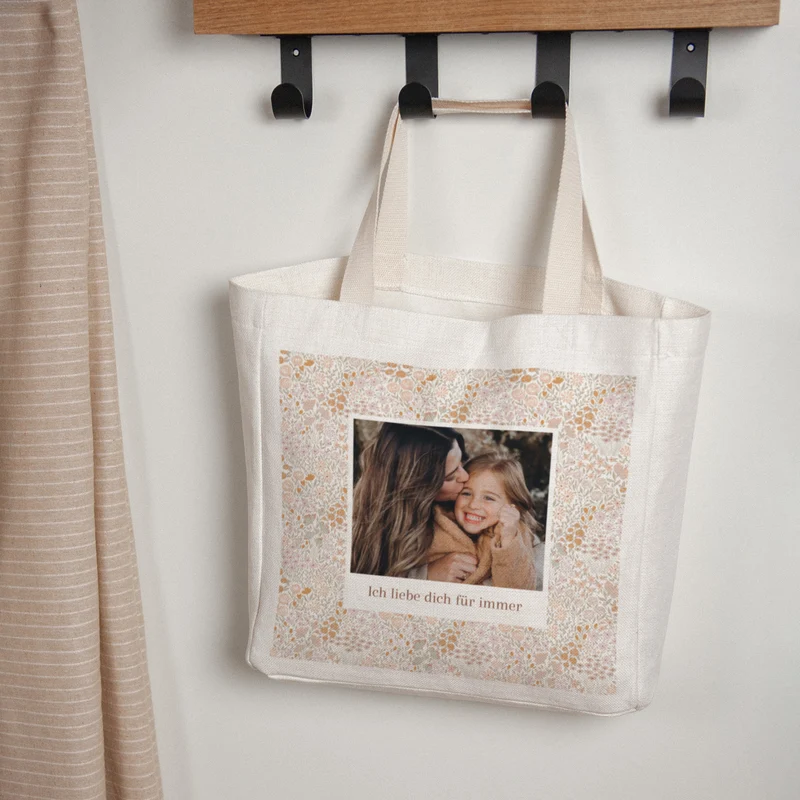 Tote bag Objets Anse en toile Liberty rose