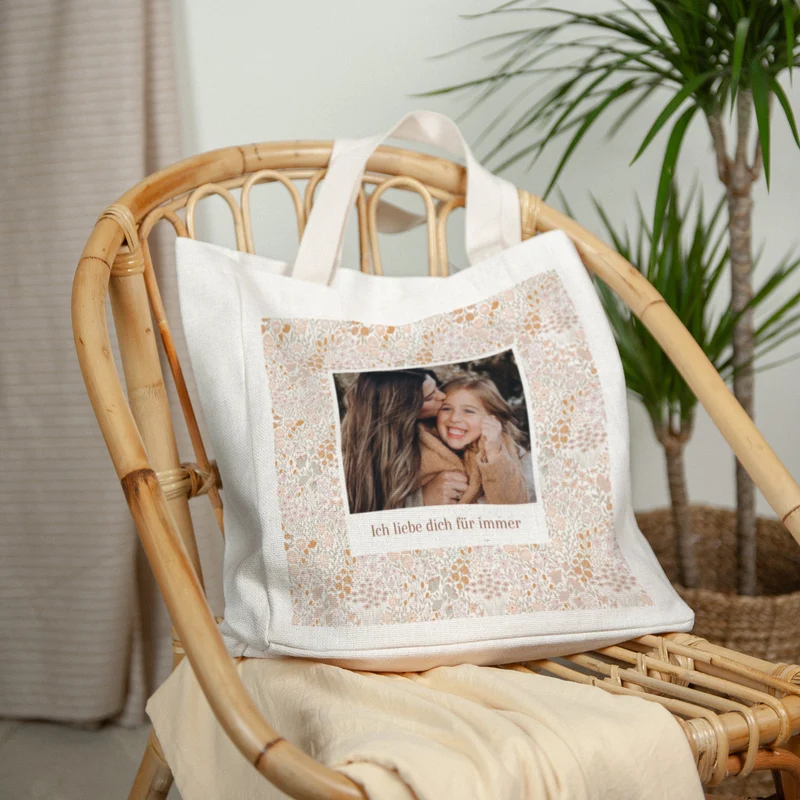 Tote bag Objets Anse en toile Liberty rose
