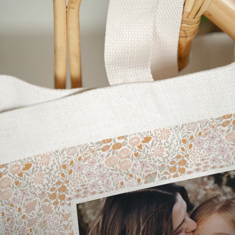 Tote bag Objets Anse en toile Liberty rose