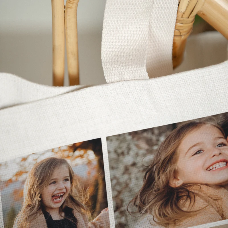 Tote bag Objets Anse en toile Multiphotos kraft