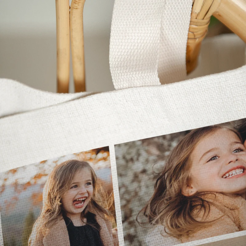 Tote bag Objets Anse en toile Multiphotos kraft