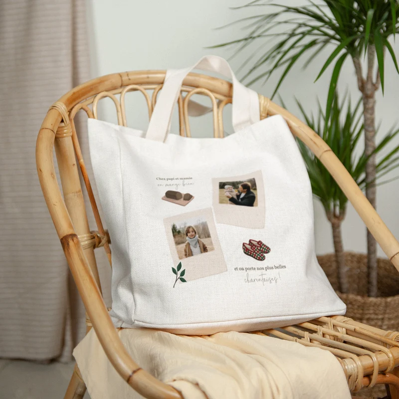 Tote bag Fin d'année Anse en toile Stickers noël