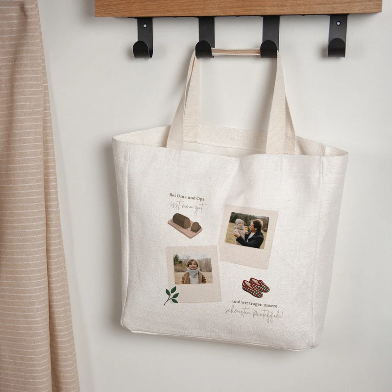 Tote bag Fin d'année Anse en toile Stickers noël