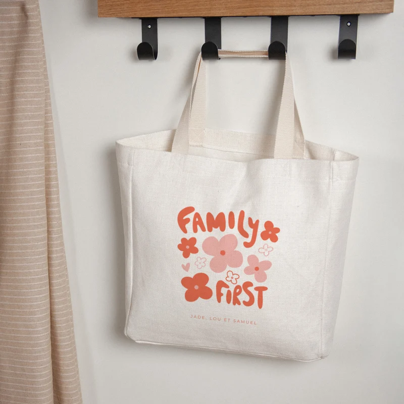 Tote bag Objets Anse en toile Family First Pop