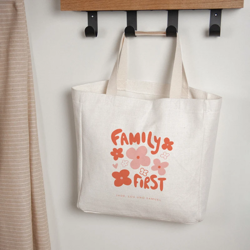 Tote bag Objets Anse en toile Family First Pop