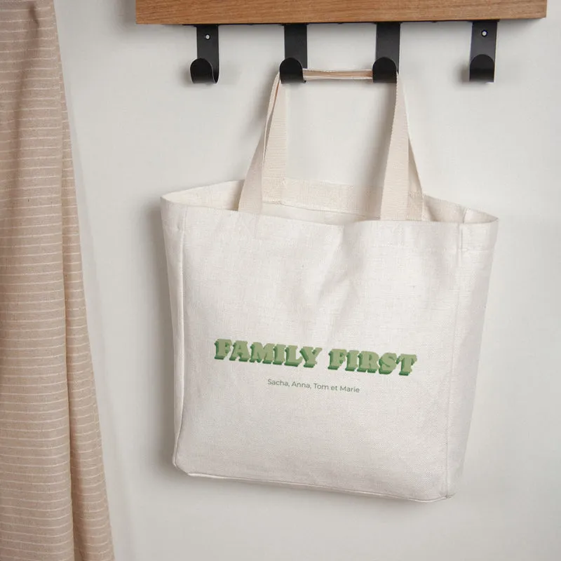 Tote bag Objets Anse en toile Family first